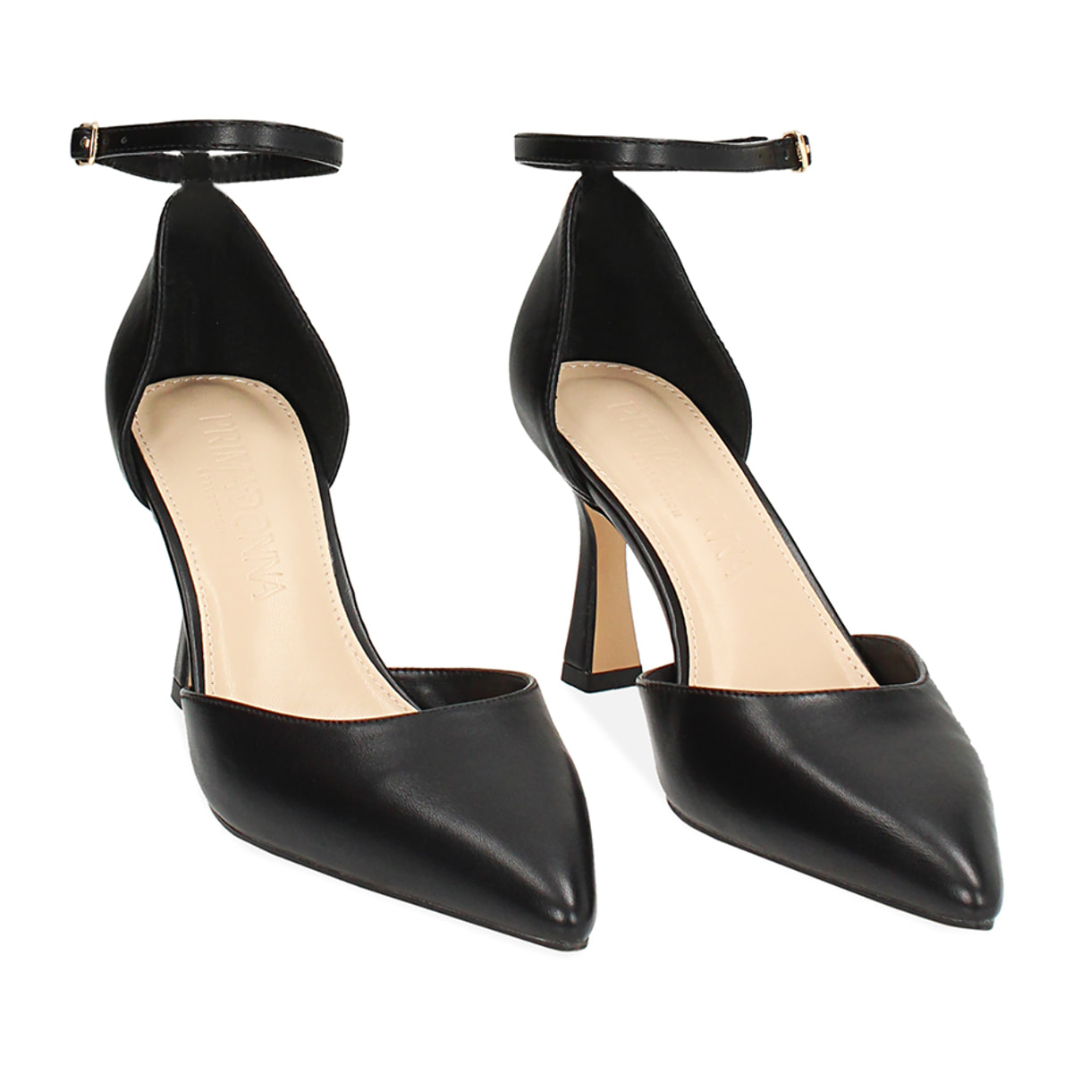 Décolleté open shank donna nere, tacco 7,5 cm