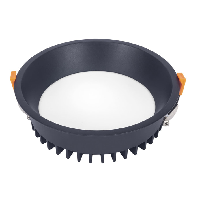 Forlight Jet downlight redondo con luz blanco cálido 3000K en color negro Ø 160mm