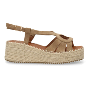 Sandalia de cuña de yute para mujer, comodas y elegantes, diseño moderno con tiras en la pala