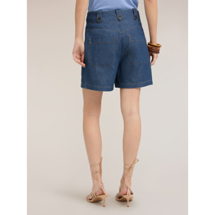 Motivi - Shorts a vita alta in denim - Blu