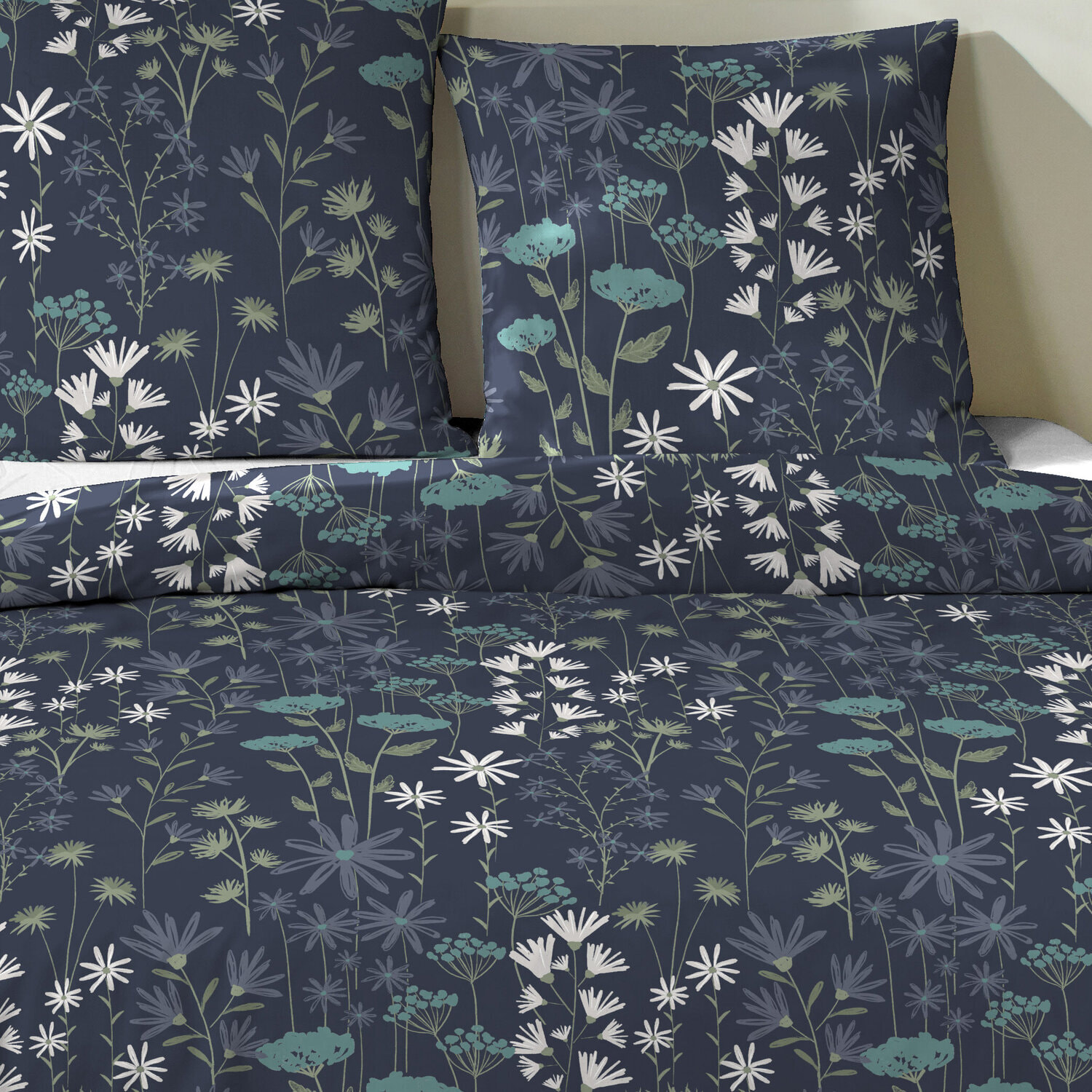 Parure housse de couette 3pcs 100% 100% coton 57 fils_lea marine