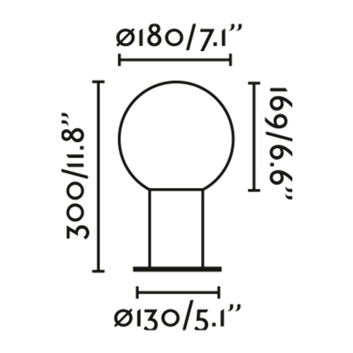 MOON 300 Lampada sopra muro grigio scuro