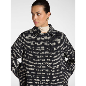 Elena Mirò - Abrigo mezcla algodón jacquard a rayas - Negro