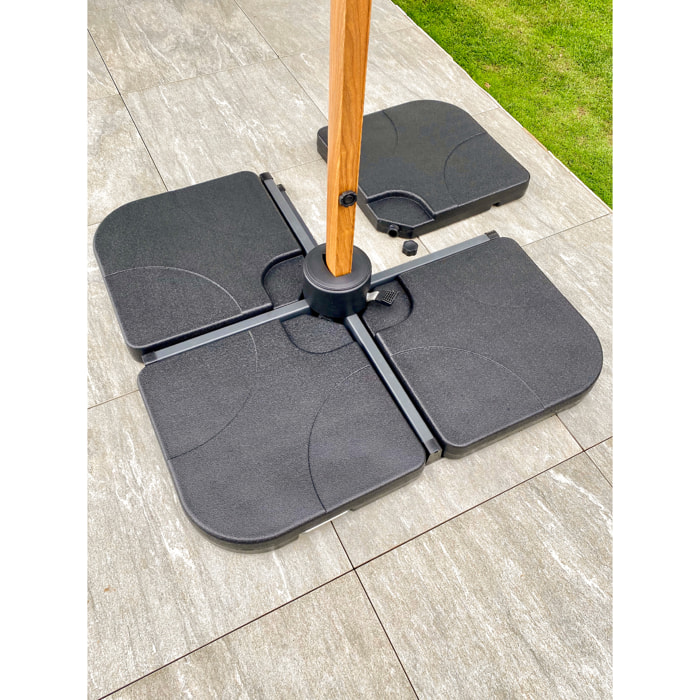 DALLES DE PARASOL - Lot de 4 dalles pour parasol en Polypropylène anthracite
