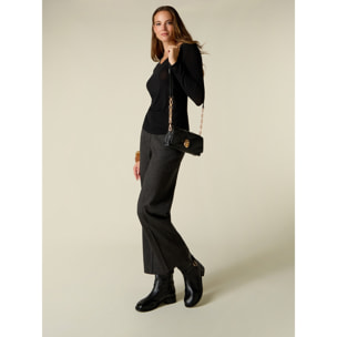 Oltre - Pantalones cropped de franela con cordón - Gris