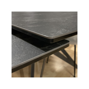 Table extensible carrée 90/160 cm céramique gris marbré - MARTY