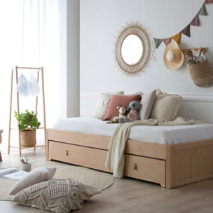 Lit gigogne Kumla -bois massif, panneau de mdf et placage naturel-couleur naturel 213 x 41 x 100 cm