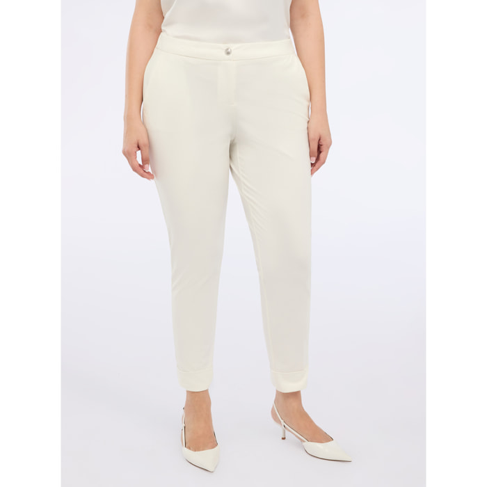 Fiorella Rubino - Pantalones New York en punto Milano - Blanco