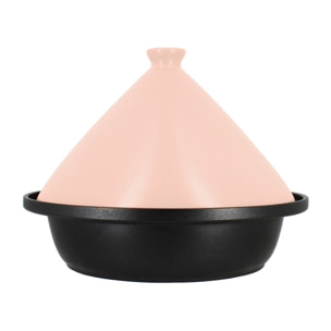 Tajine d24cm fond alu induction couvercle en céramique rose