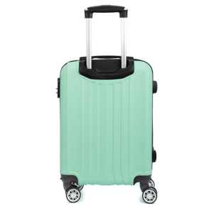 Valigia da cabina Trolley in materiale leggero in ABS ad alta resistenza. Serratura numerica, 4 ruote doppie rimovibili e girevoli a 360°. 57x38x20 cm.