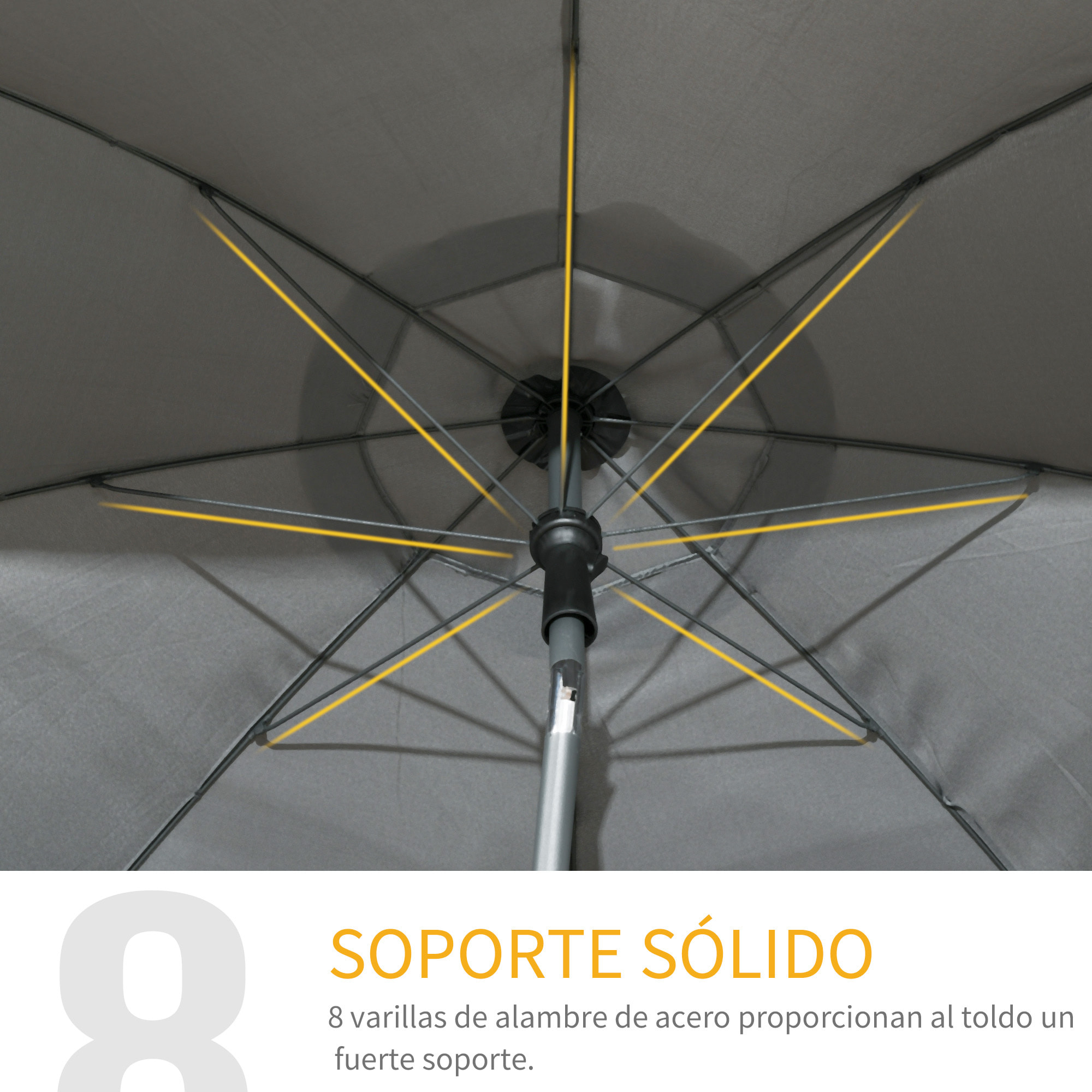 Sombrilla de Playa Grande Ø180 cm Sombrilla de Terraza Exterior con Ángulo Ajustable Protección UV50+ Impermeable Mástil de Ø32 mm Gris Oscuro