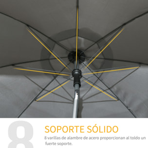 Sombrilla de Playa Grande Ø180 cm Sombrilla de Terraza Exterior con Ángulo Ajustable Protección UV50+ Impermeable Mástil de Ø32 mm Gris Oscuro