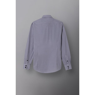 Camicia Uomo 2bottoni Button Down Doppio Collo Slim Popeline Stampato Bianco e Bordeaux