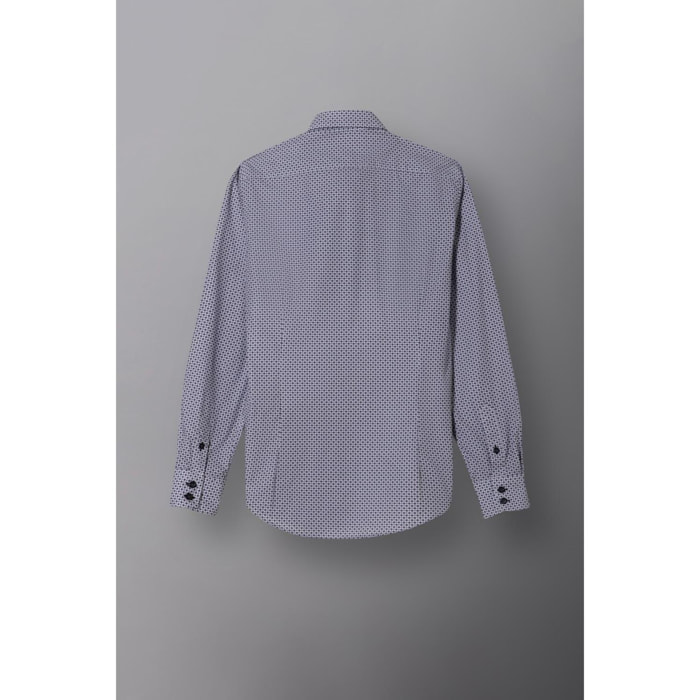 Camicia Uomo 2bottoni Button Down Doppio Collo Slim Popeline Stampato Bianco e Bordeaux