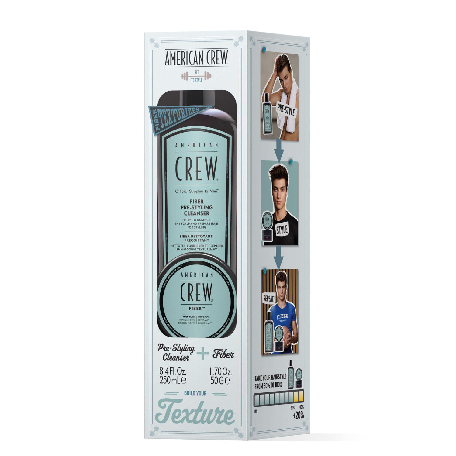 Crew Styling - Coffret Shampoing Pré-Coiffant Fiber 250 ml + Cire Fiber Classic 50g