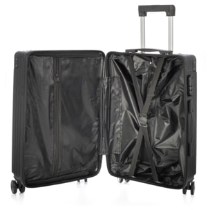 DAM Valigia grande volume trolley rigida ultraleggera, in ABS ad alta resistenza con angoli rinforzati. Chiusura numerica e 4 ruote doppie estraibili e girevoli a 360°. 52x31x78 Cm. Colore: Nero