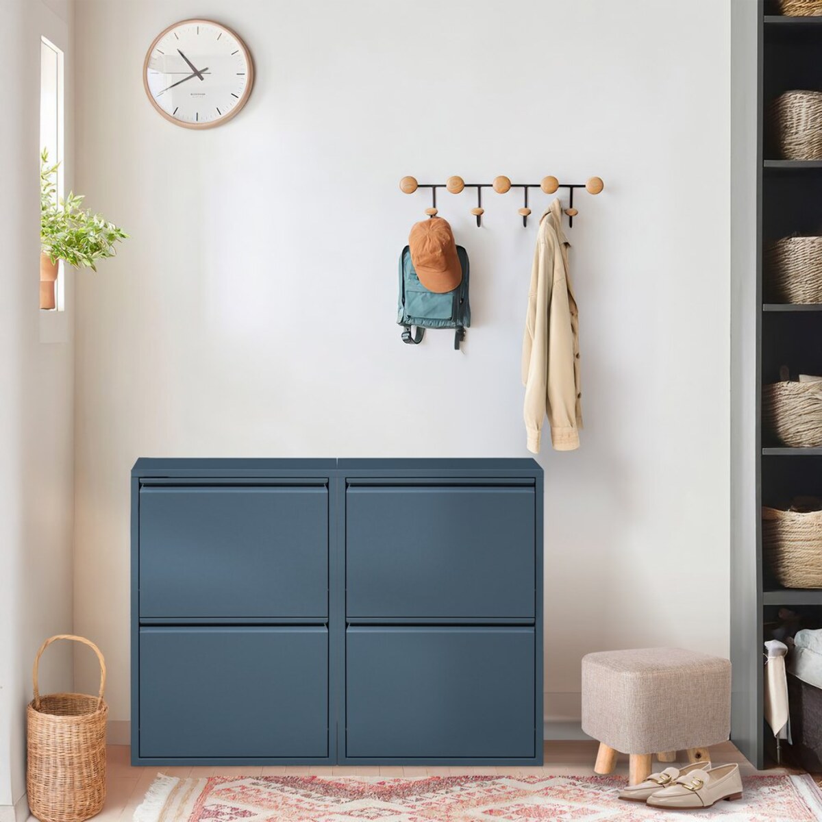 Scarpiera salvaspazio 2 ante in metallo ceruleo - Emy