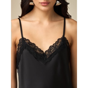 Oltre - Top lingerie in raso e pizzo - Nero