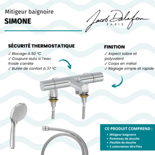 Mitigeur baignoire Simone + pommeau de douche Awaken + flexible de douche métal + colonnettes Idro'Flex