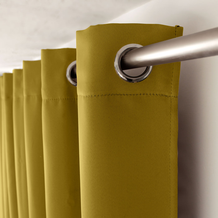 Rideau occultant uni avec 8 œillets - Bronze