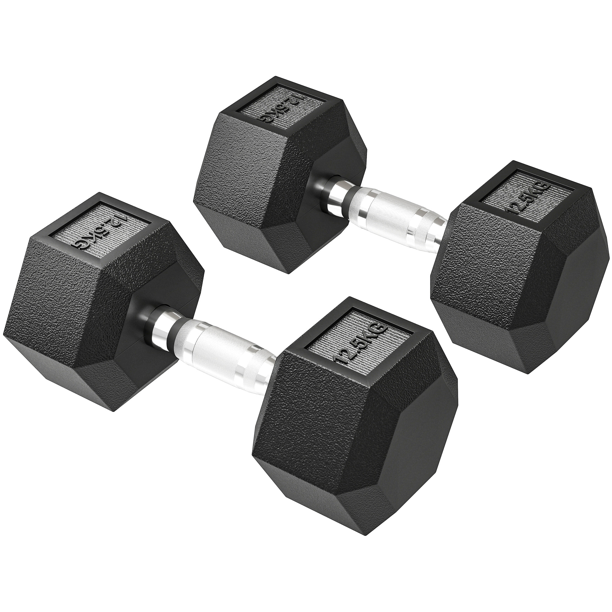Lot de 2 haltères hexagonales 12,5 Kg - hexagon dumbbell musculation fitness - fonte caoutchouté