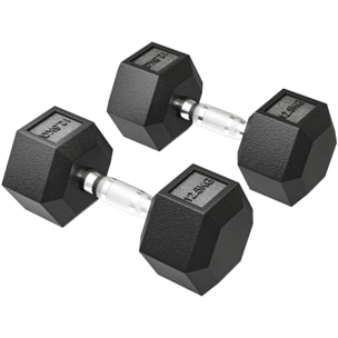Lot de 2 haltères hexagonales 12,5 Kg - hexagon dumbbell musculation fitness - fonte caoutchouté
