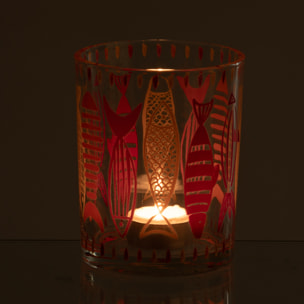 J-Line Photophore Poisson - verre - rose/orange - medium