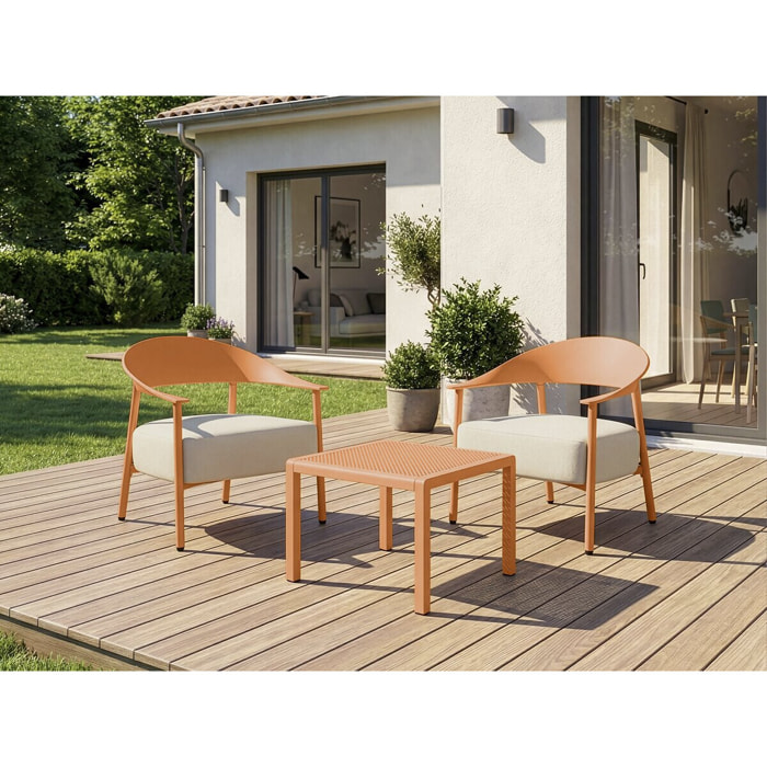 Salon de jardin en métal et plastique "Céora" - 2 places - Orange
