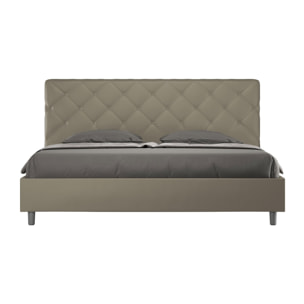 Lit king size coffre rembourré 200x210 similicuir cappuccino Priya