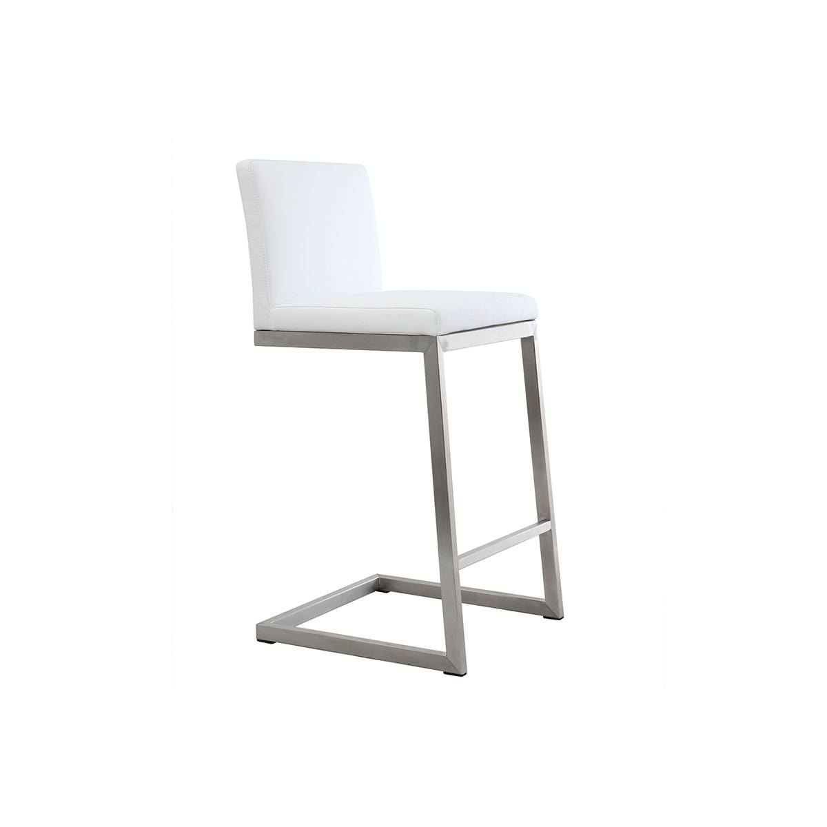 Tabourets de bar design blancs avec pieds métal H66 cm (lot de 2) STELLAR
