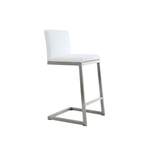 Tabourets de bar design blancs avec pieds métal H66 cm (lot de 2) STELLAR