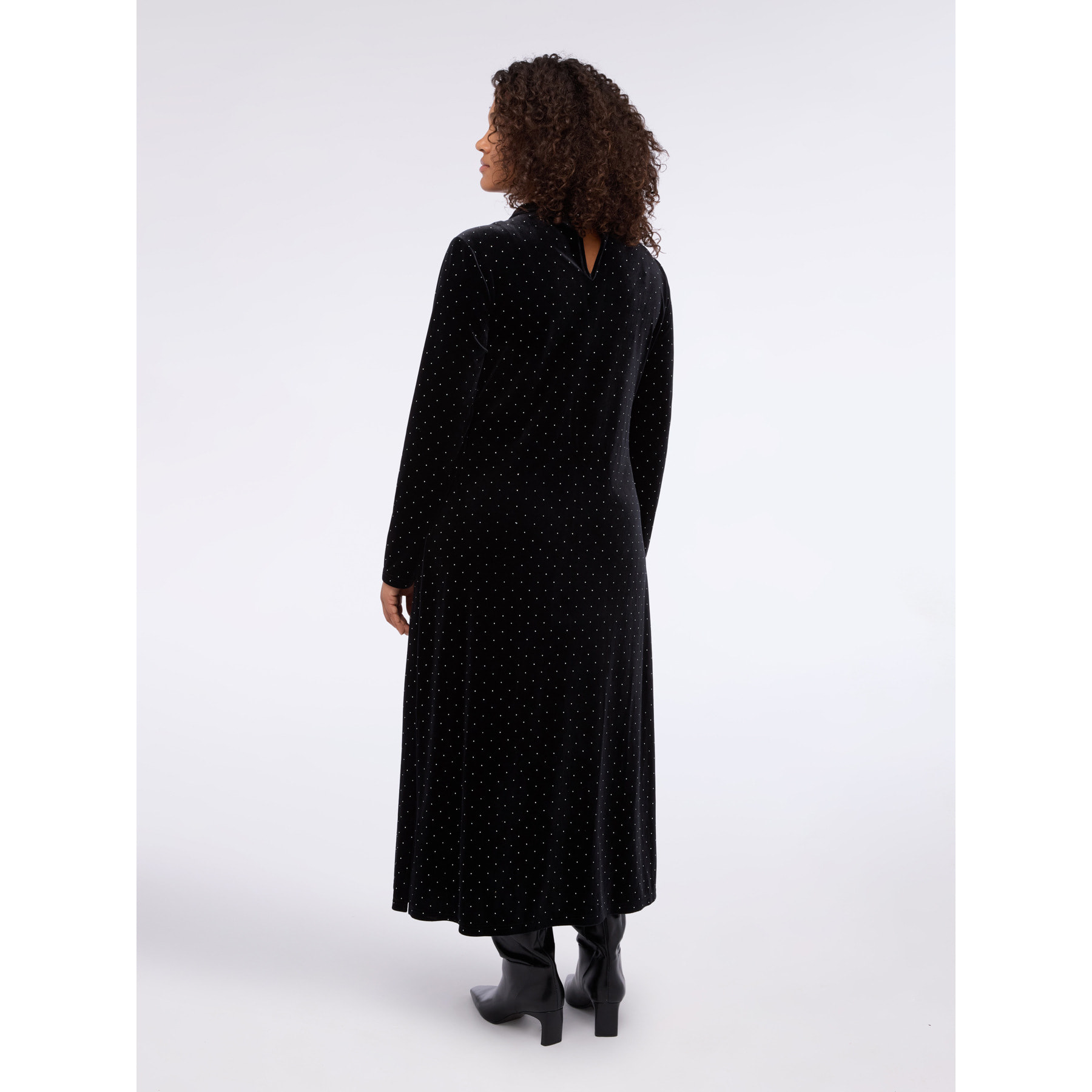 Fiorella Rubino - Vestido GLAM de terciopelo con puntos de luz - Negro