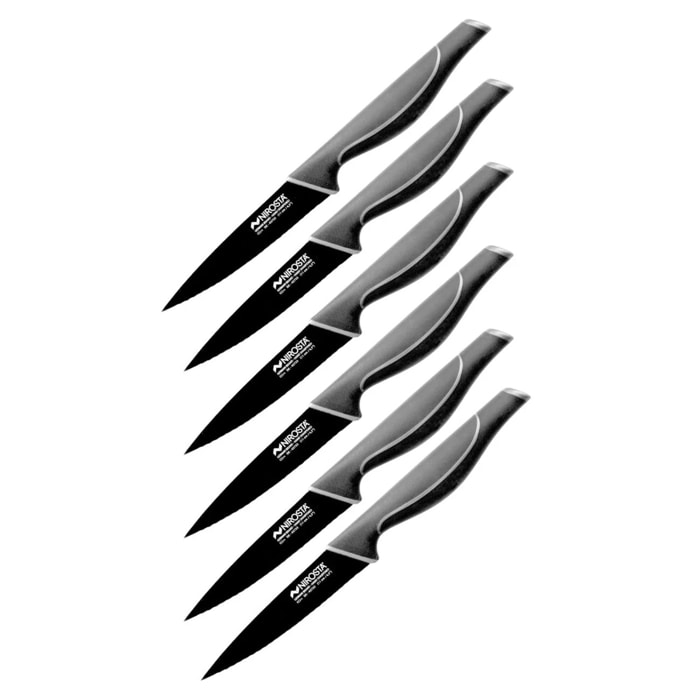 Ensemble de 6 Couteaux de cuisine cranté Nirosta Black Edition