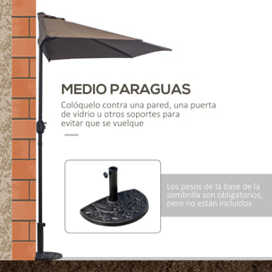Sombrilla 269x138x236 cm Parasol de Jardín con Manivela y Forma Semicircular para Exterior Terraza Patio Piscina Café