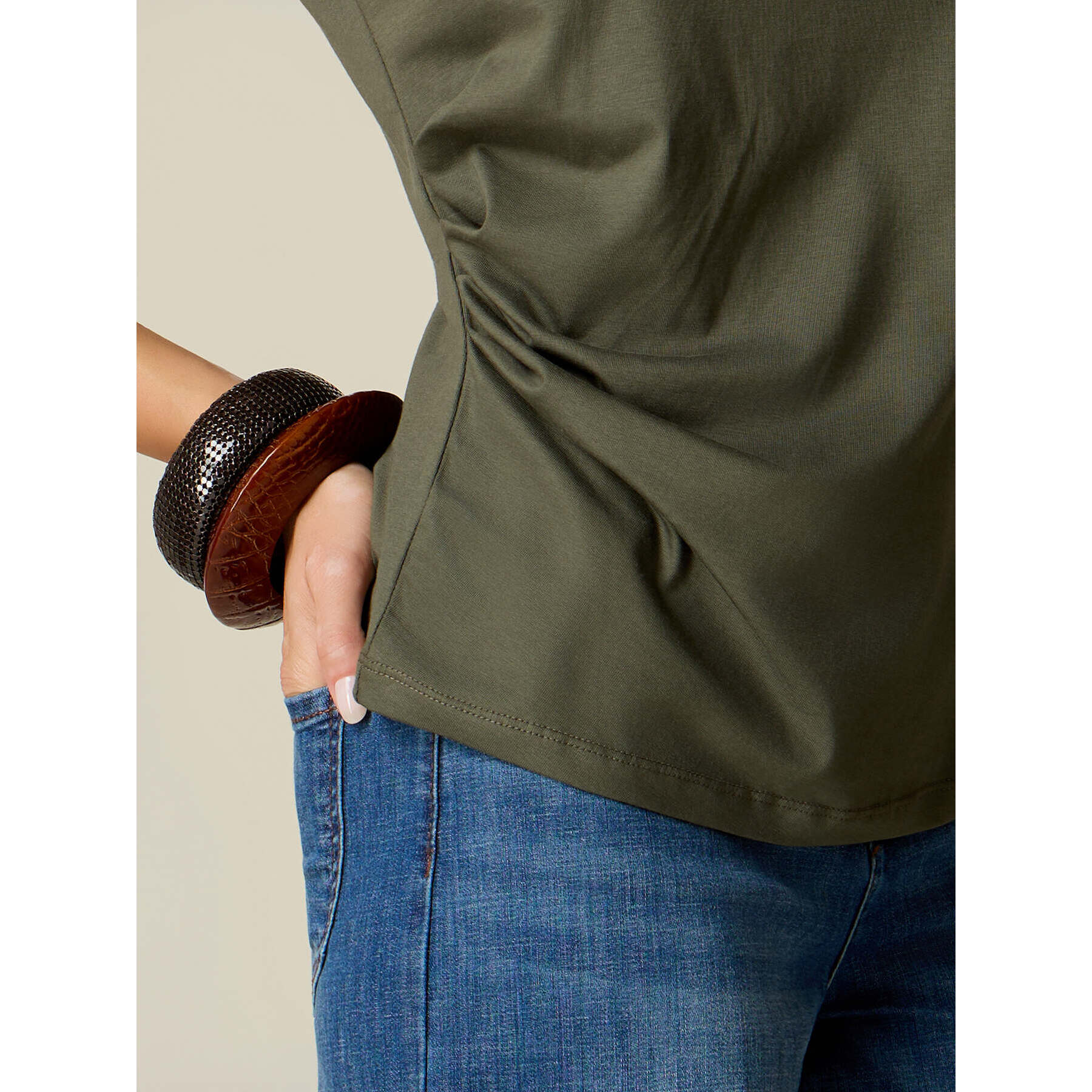 Oltre - Top de punto con bordado joya - Verde militare