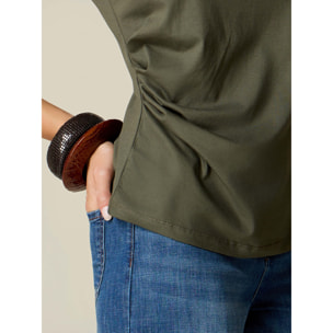 Oltre - Top de punto con bordado joya - Verde militare