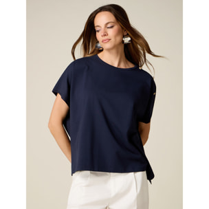 Oltre - Camiseta de punto con botones decorativos - Azul