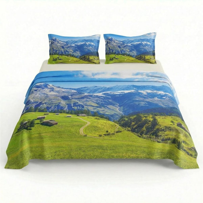 Set completo letto matrimoniale 100% cotone, 180x200 cm, con Stampa Digitale di Alta Qualità, Intrecci