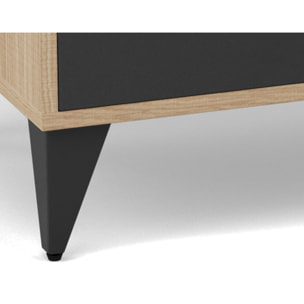 Tribeca - buffet haut - effet bois et métal noir - 2 portes - 100x112 cm - Bois / Noir