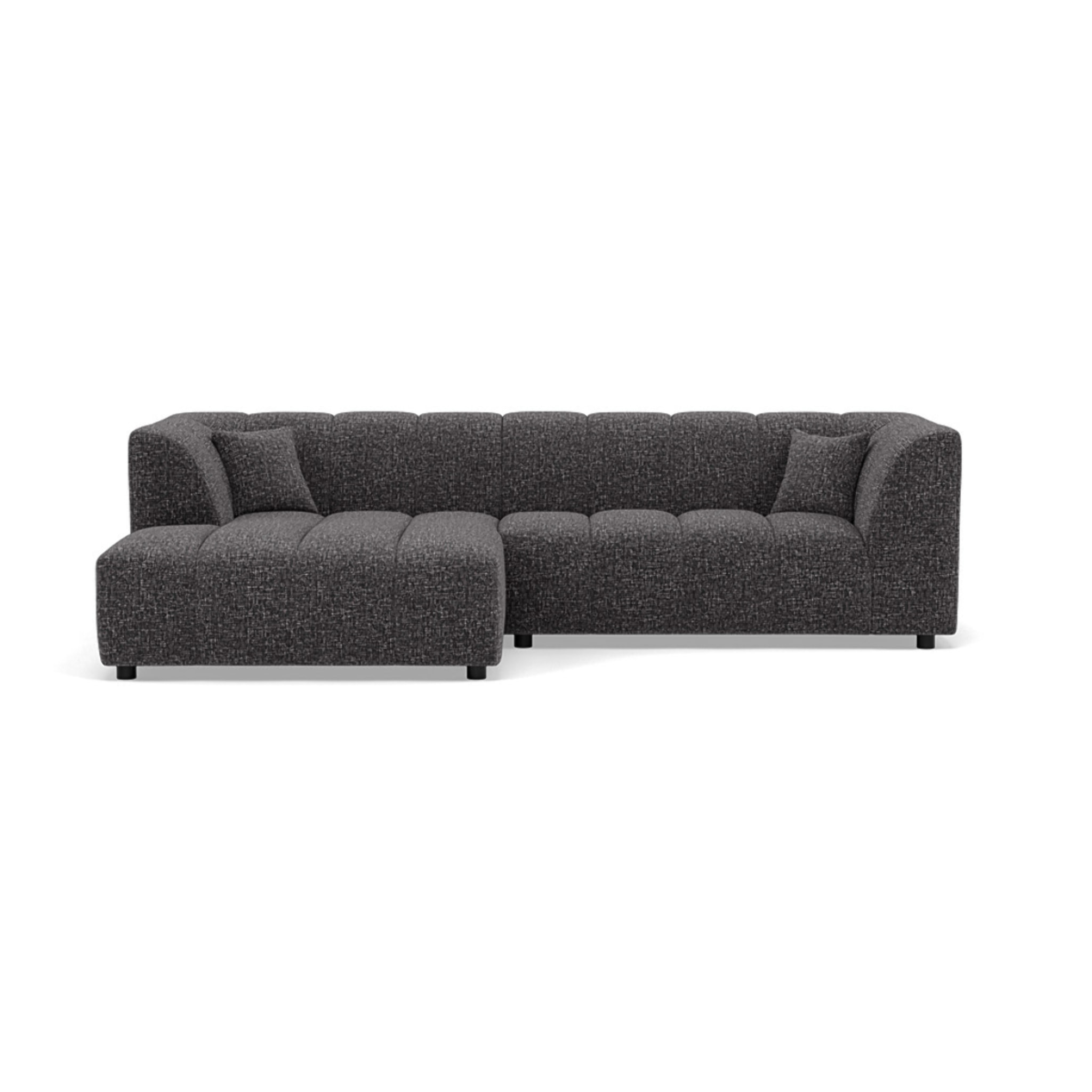 Curtis - canapé d'angle gauche 4 places avec accoudoir en tissu texturé - Gris foncé