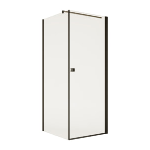 Porte de Douche Pivotante 70x180cm et Retour 90cm - Profil Noir - Verre 5mm - DARK ELEMENTARY