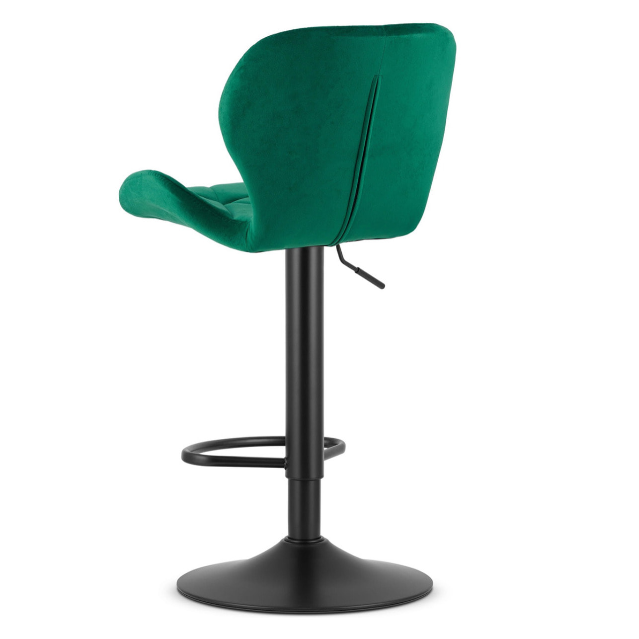 Sgabello da bar West in velluto verde e metallo nero