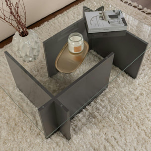 Table basse verre déstructurée – anthracite, H. 40 cm SALTA