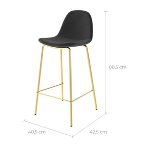 Lot de 2 chaises pour îlot central 65 cm en velours noir et doré - Henrik