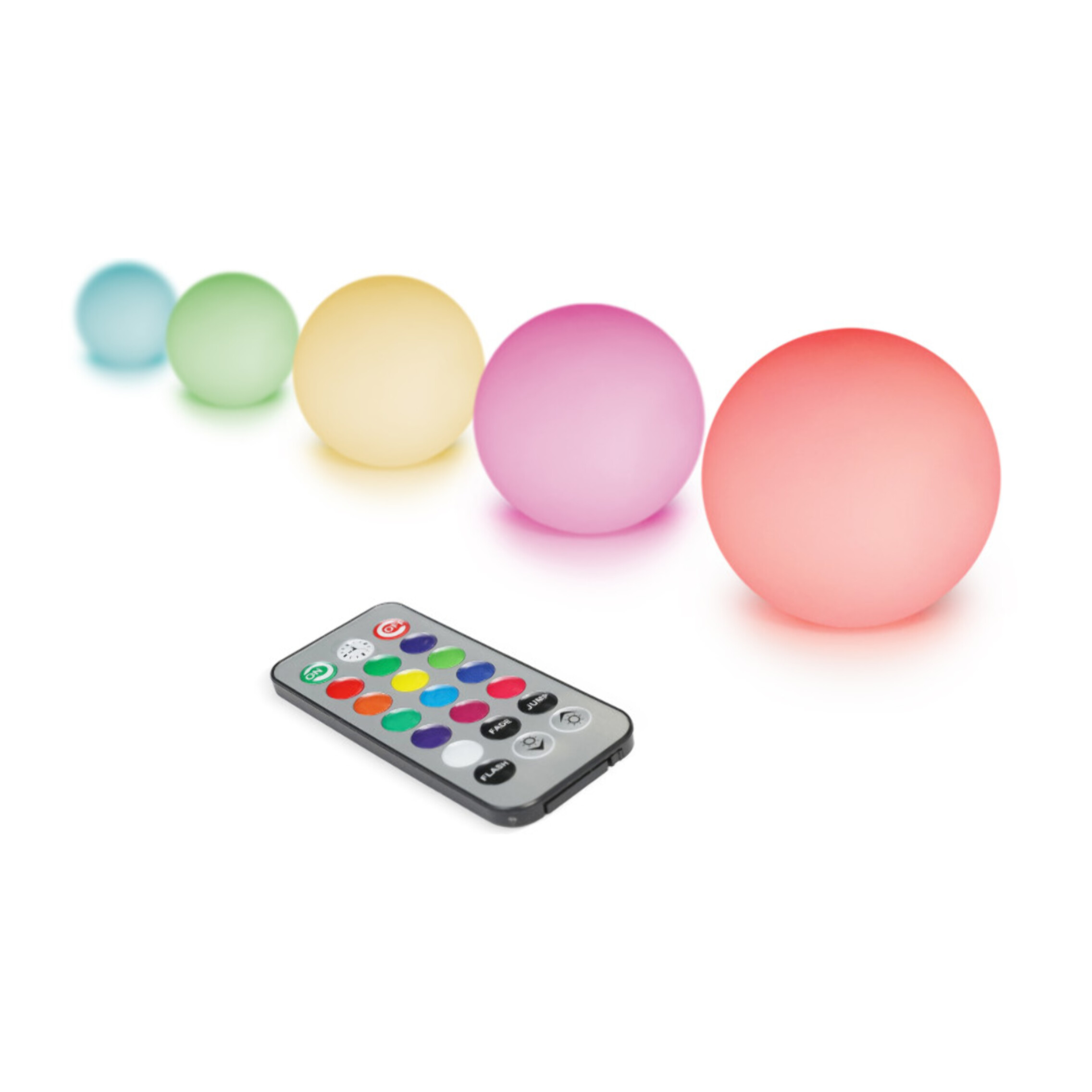 Boules multicolores lumineuses avec télécommande - lot de 5