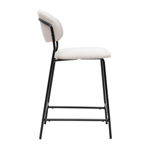 Tabourets de bar en tissu effet velours texturé beige H64 cm (lot de 2) BENTA
