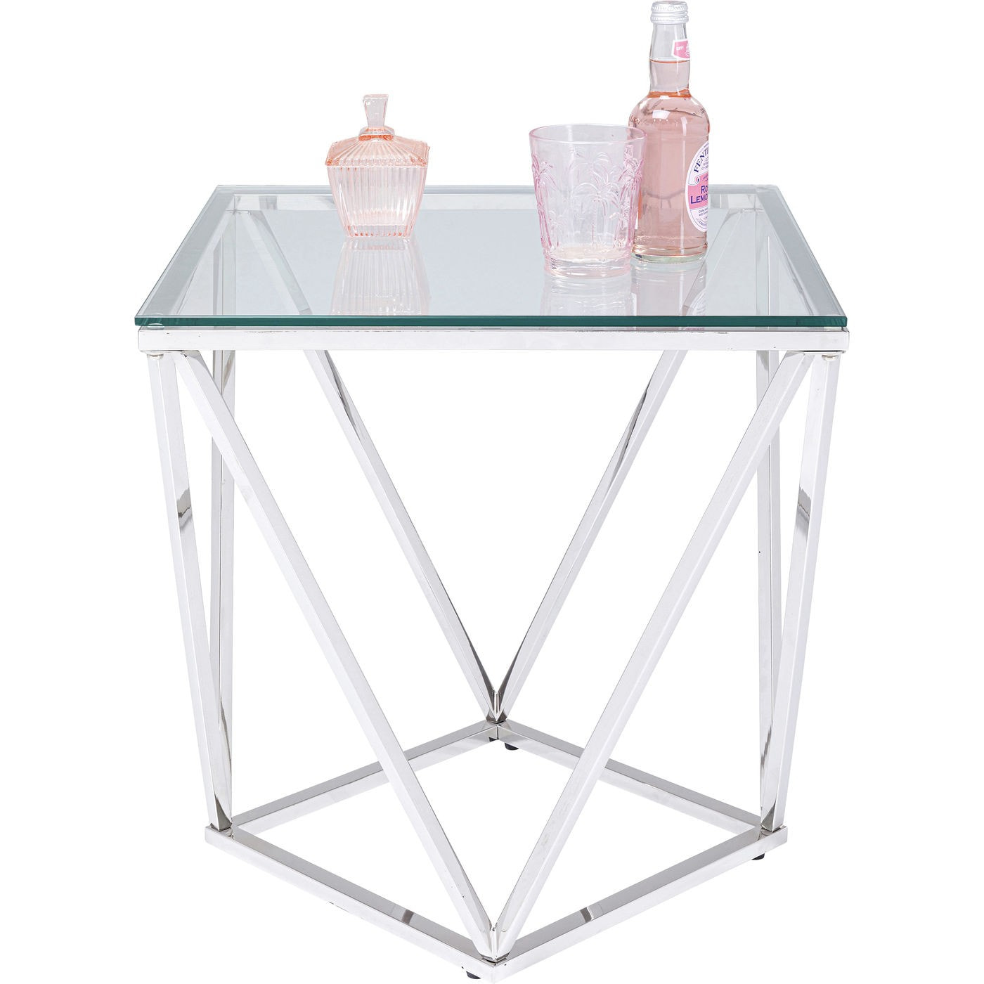 Table d'appoint Cristallo 50x50cm argentée Kare Design