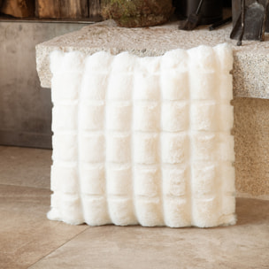 Housse de coussin imitation fourrure  - Effet 3D - Ecru
