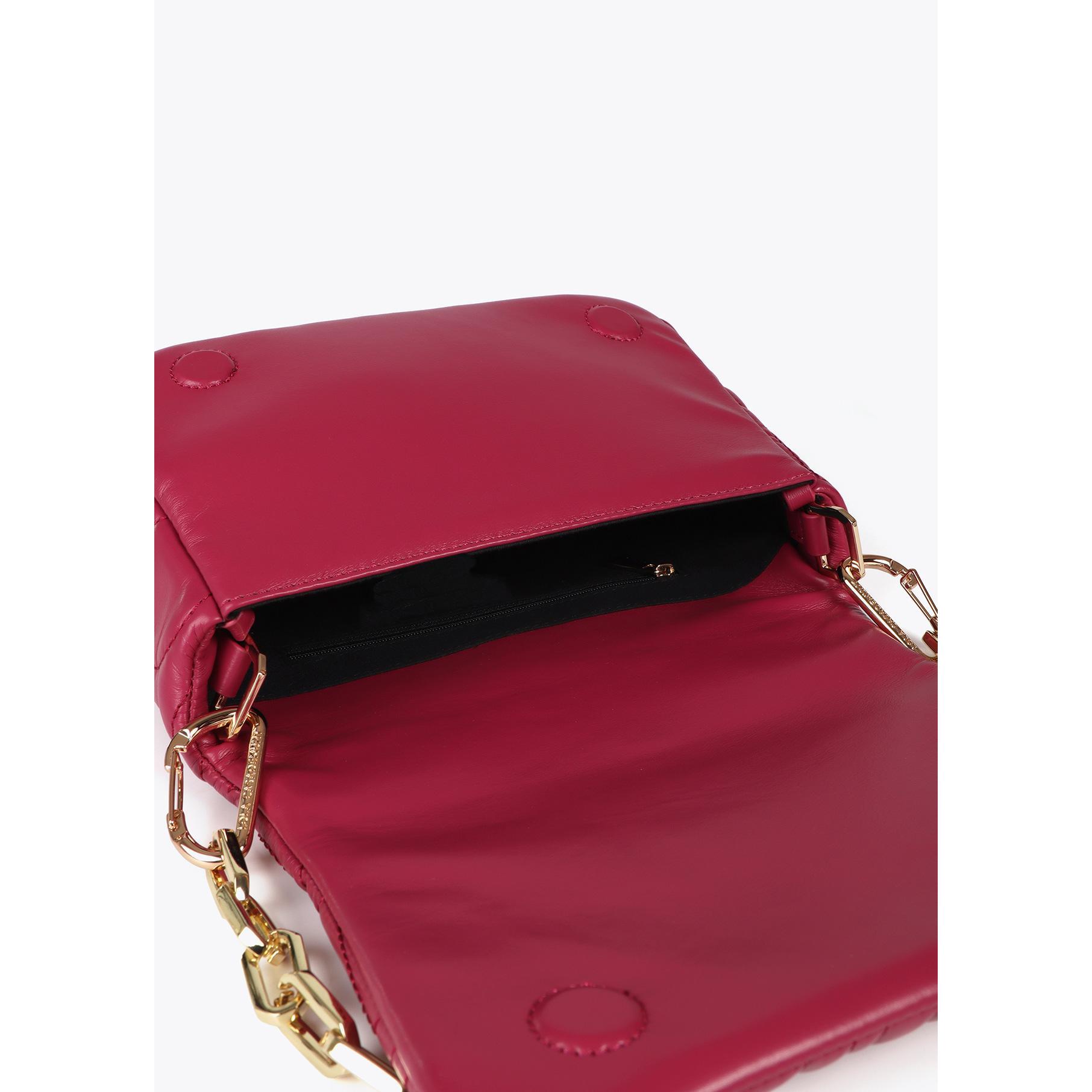 Tracolla Trapuntata con Logo in Pelle Sintetica con Tracolla Mista a Catena