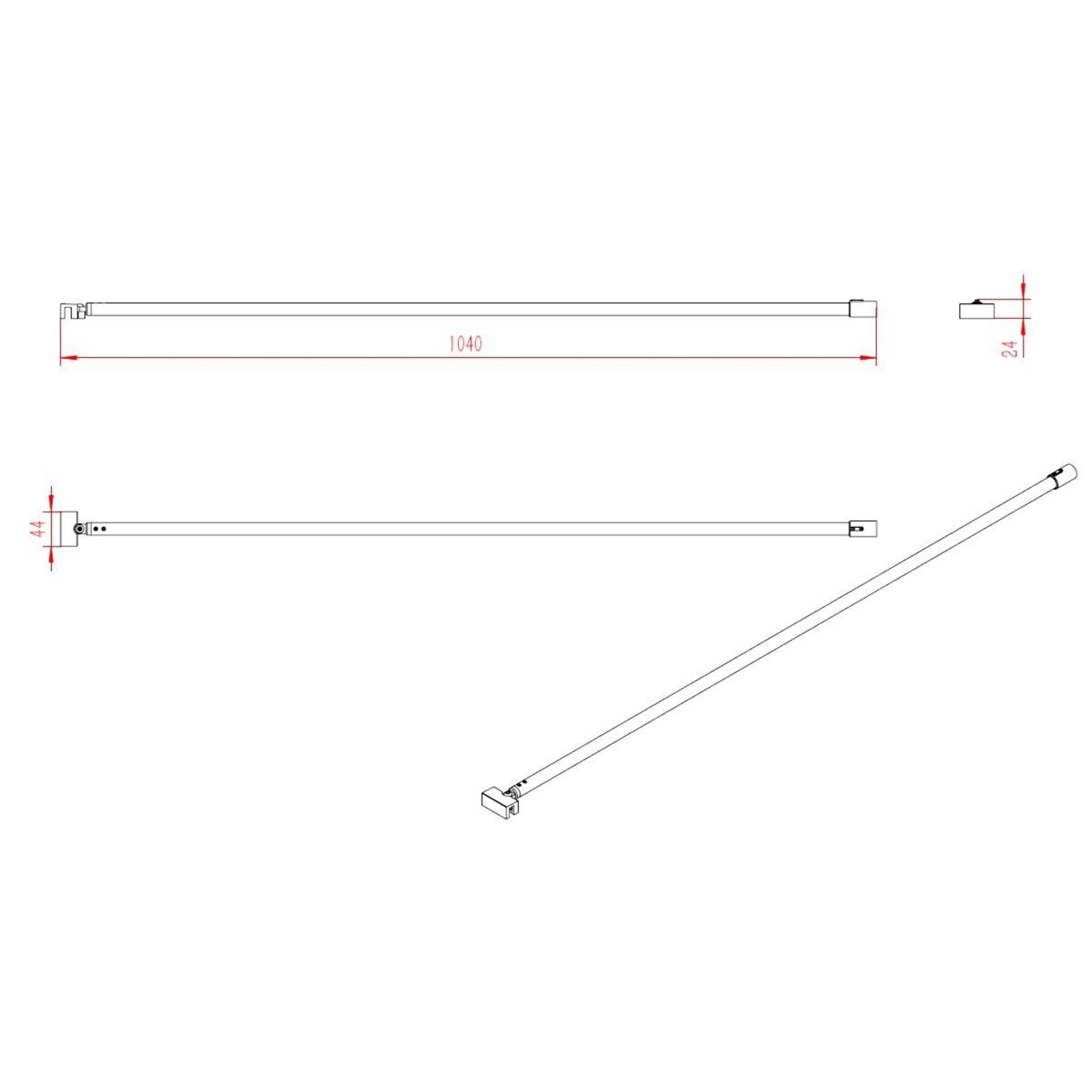 Barre de Fixation Chromée Recoupable pour Paroi de Douche - Longueur 100 cm